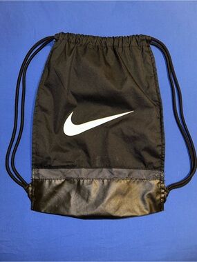 Nike Black Drawstring Gym Sack with White Swoosh Accent